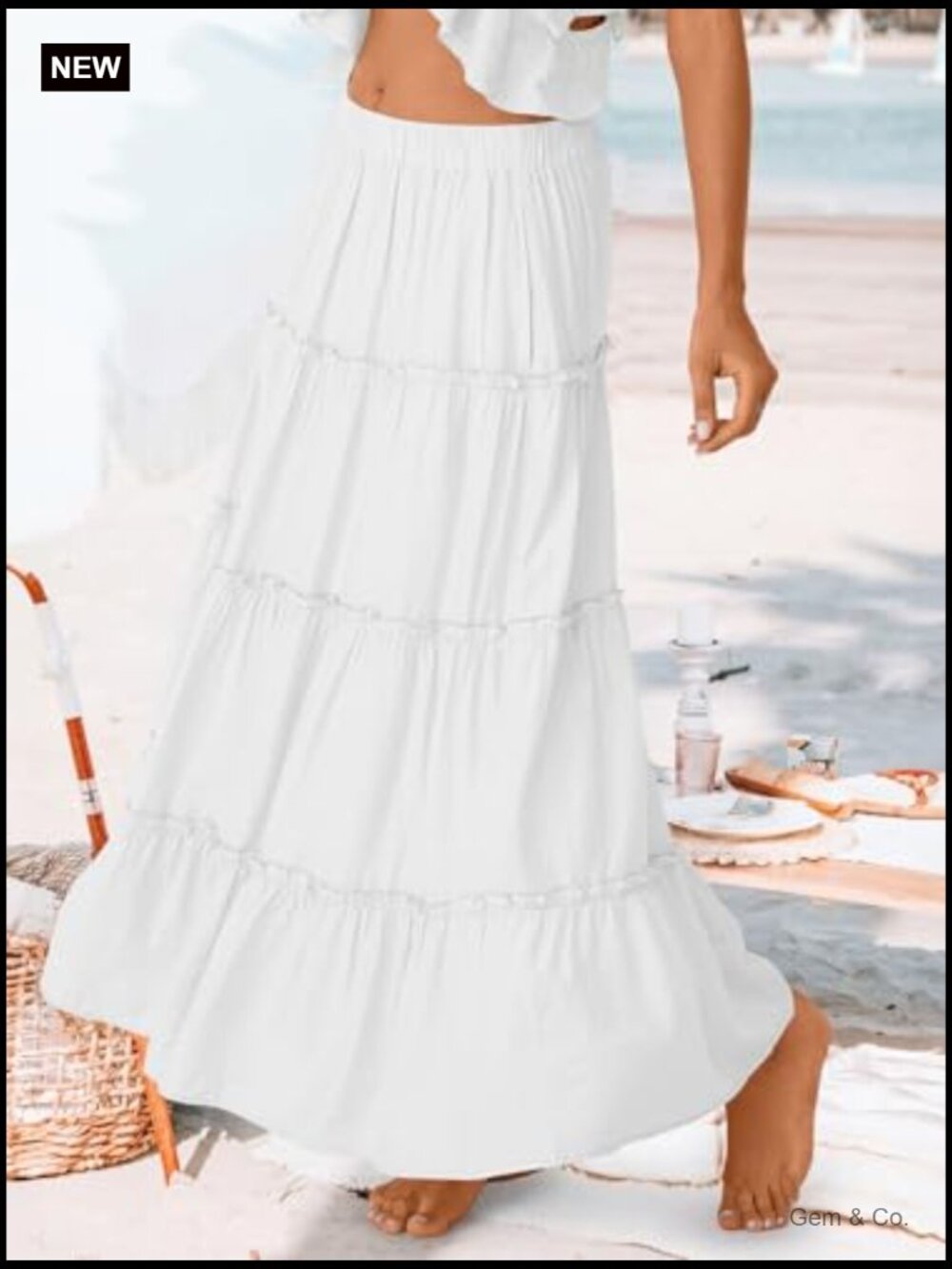 Boho Maxi Skirt High Waist with Pockets Flowy Long Skirt Women - Picture 3 of 7